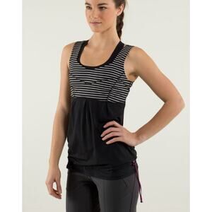 Lululemon Athletica Tame Me Black with White Stripe Tank Size 4